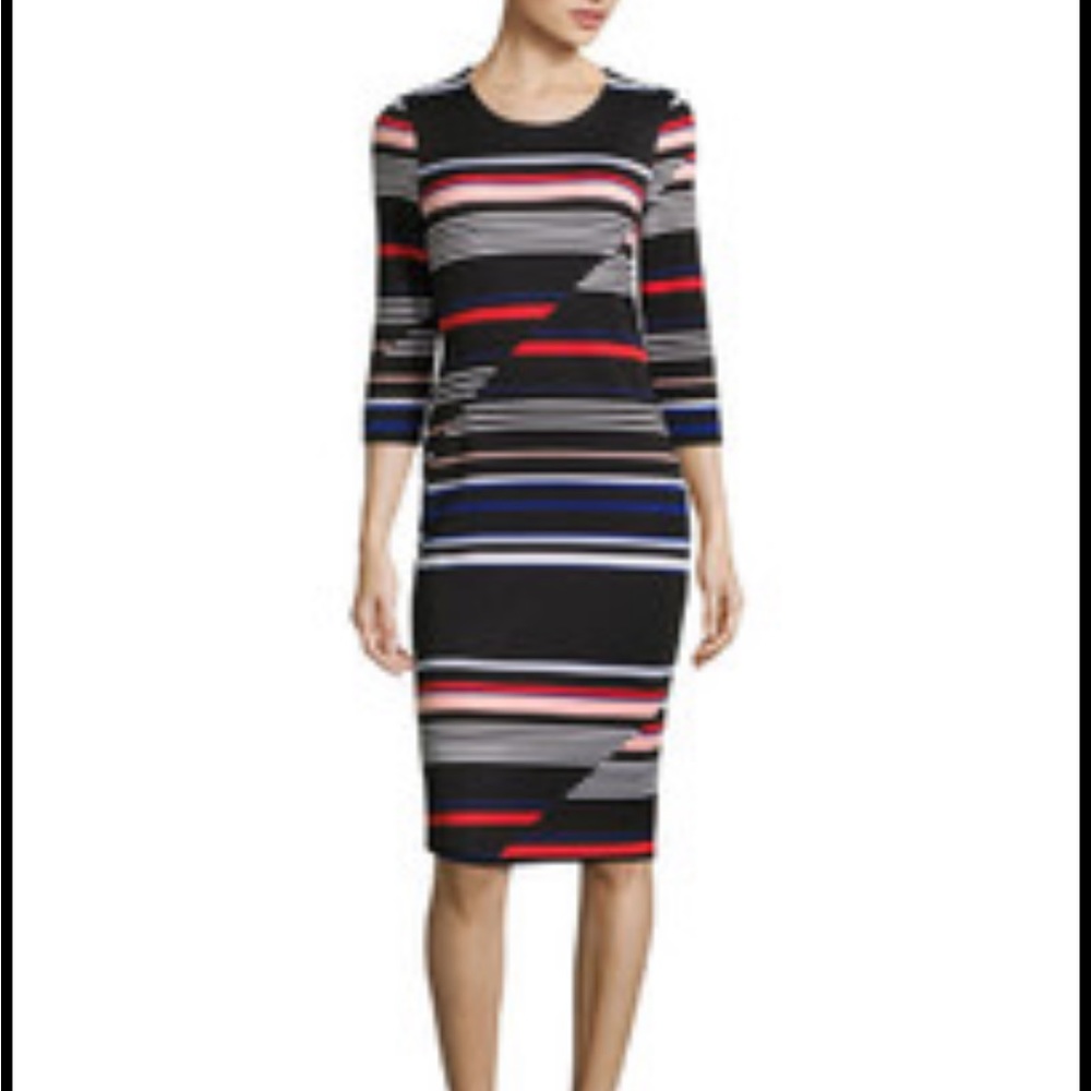 Multicolor Color Horizontal Striped Bodycon Dress Belle Sky
